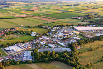 Aerial view of Horst industrial estate from the north in the district Minderslachen in Kandel in the state Rhineland-Palatinate, Germany