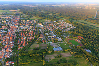Railway and Jahnstraße from the west in Kandel in the state Rhineland-Palatinate, Germany