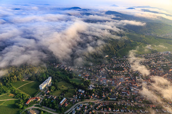 City view under low clouds from the south in Bad Bergzabern in the state Rhineland-Palatinate, Germany