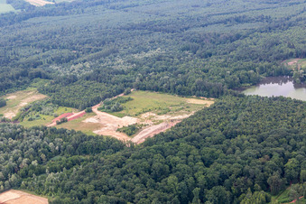 Aerial view of Clay mining in Kesseldorf in the state Bas-Rhin, France