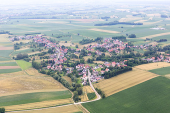Aerial view of Eberbach-Seltz in the state Bas-Rhin, France