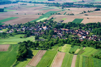 Drachenbronn-Birlenbach in the state Bas-Rhin, France seen from a drone