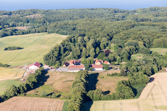 Aerial photograpy of Klintholm Mon (DK), Klintholm Gods in Borre in the state Zealand, Denmark
