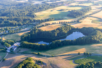 Aerial view of (DK), Møns Klint Resort and Camping in Borre in the state Zealand, Denmark