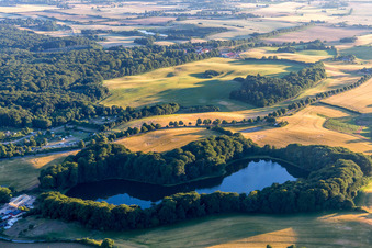 Oblique view of (DK), Møns Klint Resort and Camping in Borre in the state Zealand, Denmark