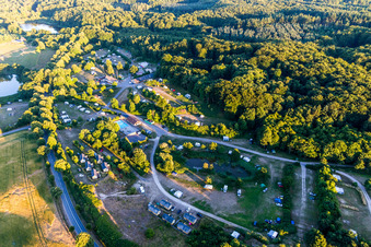 Oblique view of (DK), Møns Klint Resort and Camping in Borre in the state Zealand, Denmark