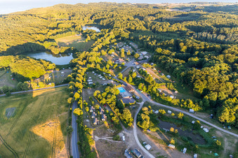(DK), Møns Klint Resort and Camping in Borre in the state Zealand, Denmark from above