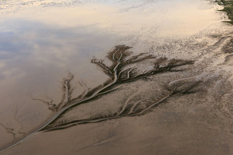 Mudflat map at the mouth of the Eider into the North Sea in Tönning in the state Schleswig Holstein, Germany