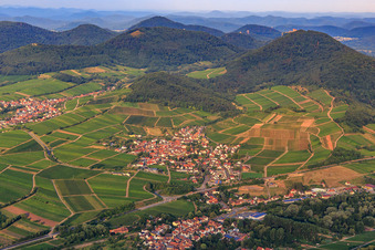 View of the town from the northeast in Birkweiler in the state Rhineland-Palatinate, Germany