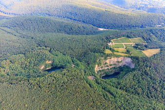 Aerial view of Basalt quarry in Forst an der Weinstraße in the state Rhineland-Palatinate, Germany