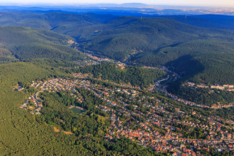 View of the town from the south in the district Seebach in Bad Dürkheim in the state Rhineland-Palatinate, Germany