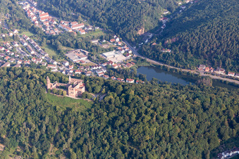 Aerial view of Limburg Monastery in the district Grethen in Bad Dürkheim in the state Rhineland-Palatinate, Germany