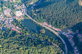 Aerial view of Herzogweiher in the district Grethen in Bad Dürkheim in the state Rhineland-Palatinate, Germany