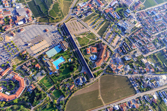 Aerial photograpy of Gradierbau Saline at Wurstmarktplatz in the district Pfeffingen in Bad Dürkheim in the state Rhineland-Palatinate, Germany