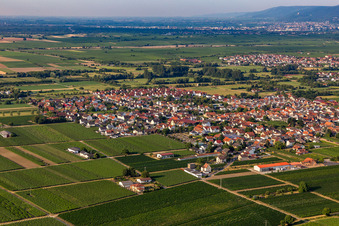 Aerial view of From the northeast in Niederkirchen bei Deidesheim in the state Rhineland-Palatinate, Germany