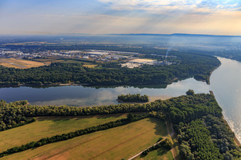 Industrial area beyond the Bergghäuser Altrhein in Speyer in the state Rhineland-Palatinate, Germany