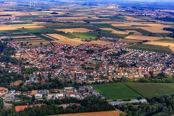 Aerial photograpy of Village view from the east in Hördt in the state Rhineland-Palatinate, Germany