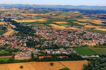 Oblique view of Village view from the east in Hördt in the state Rhineland-Palatinate, Germany