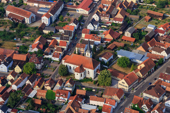 Aerial view of Church of St. Wendelin in Hatzenbühl in the state Rhineland-Palatinate, Germany