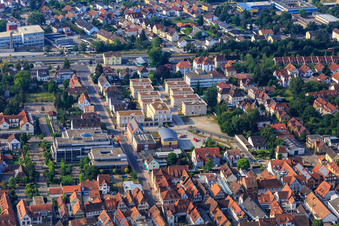Aerial view of In the city center in Kandel in the state Rhineland-Palatinate, Germany
