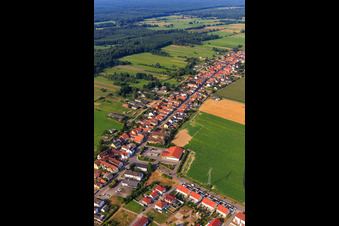 Aerial view of Saarstraße from the northeast in Kandel in the state Rhineland-Palatinate, Germany