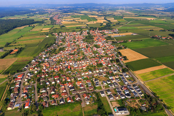 Village view from the east in Minfeld in the state Rhineland-Palatinate, Germany seen from above