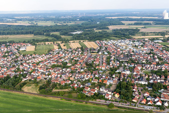 Bird's eye view of District Heiligenstein in Römerberg in the state Rhineland-Palatinate, Germany