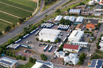 Werkstrasse industrial area in the district Berghausen in Römerberg in the state Rhineland-Palatinate, Germany from above