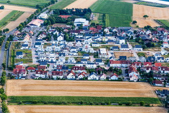 New development area Am Römerberg in the district Heiligenstein in Römerberg in the state Rhineland-Palatinate, Germany out of the air
