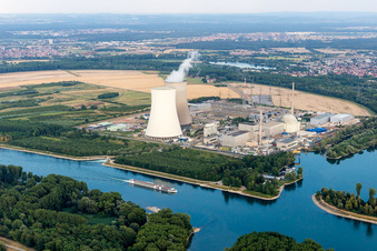 Aerial photograpy of Nuclear power plant in Philippsburg in the state Baden-Wuerttemberg, Germany
