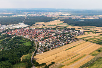 Drone image of District Graben in Graben-Neudorf in the state Baden-Wuerttemberg, Germany