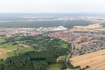 District Graben in Graben-Neudorf in the state Baden-Wuerttemberg, Germany from the drone perspective