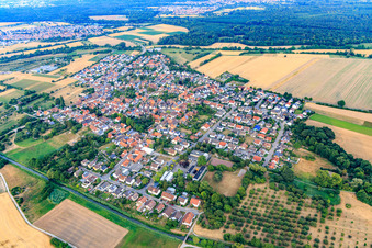 Aerial view of View of the town from the northwest in the district Staffort in Stutensee in the state Baden-Wuerttemberg, Germany