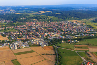 View of the town from the west in Weingarten in the state Baden-Wuerttemberg, Germany