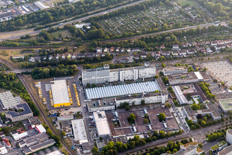 Building and production halls on the premises Siemens in the district Knielingen in Karlsruhe in the state Baden-Wurttemberg, Germany