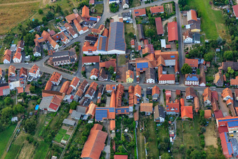Aerial view of Kirchstr in Schweighofen in the state Rhineland-Palatinate, Germany