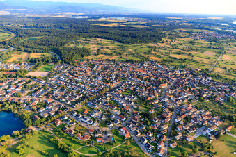Village overview from the northwest in the district Ottersdorf in Rastatt in the state Baden-Wuerttemberg, Germany