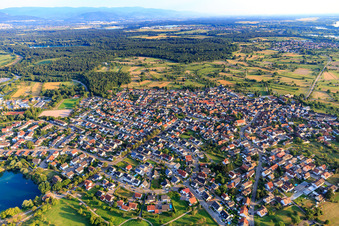 Aerial view of Village overview from the northwest in the district Ottersdorf in Rastatt in the state Baden-Wuerttemberg, Germany