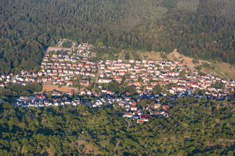 Aerial view of From the west in the district Waldprechtsweier in Malsch in the state Baden-Wuerttemberg, Germany