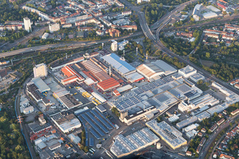 Building and production halls on the premises of Michelin Reifenwerke in Karlsruhe in the state Baden-Wurttemberg, Germany