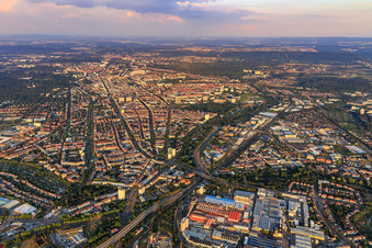 City view from the west in the district Weststadt in Karlsruhe in the state Baden-Wuerttemberg, Germany