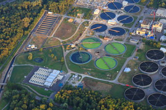 Sewage treatment plant in the district Knielingen in Karlsruhe in the state Baden-Wuerttemberg, Germany