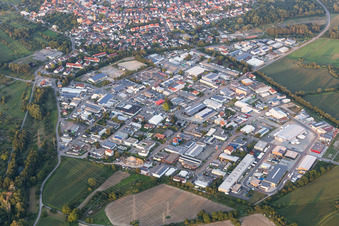 District Eggenstein in Eggenstein-Leopoldshafen in the state Baden-Wuerttemberg, Germany seen from above