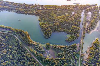 Smugglers' Sea gravel pits at the Pfinz relief canal in the district Leopoldshafen in Eggenstein-Leopoldshafen in the state Baden-Wuerttemberg, Germany