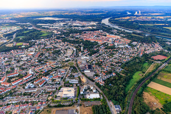 Aerial view of Sondernheimer Street in Germersheim in the state Rhineland-Palatinate, Germany