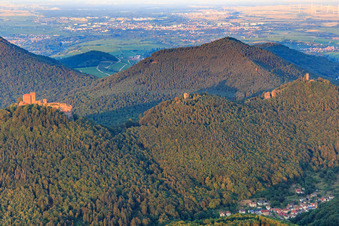 Trifels Castle, Jungturm and Scharfenberg Castle Ruins in Annweiler am Trifels in the state Rhineland-Palatinate, Germany
