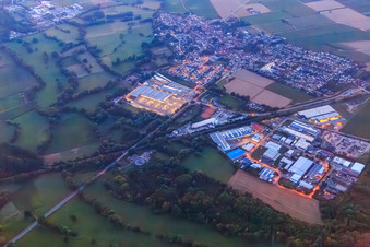 Industrial area at dusk in Rohrbach in the state Rhineland-Palatinate, Germany