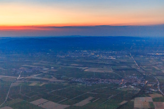 Rhine plain at dusk in Insheim in the state Rhineland-Palatinate, Germany