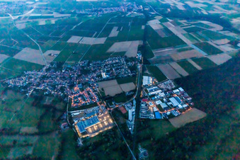 Dawn lighting village view on the edge of agricultural fields and land in Rohrbach in the state Rhineland-Palatinate, Germany