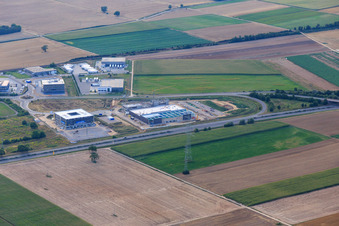 Carl-Benz-Straße commercial area in Rülzheim in the state Rhineland-Palatinate, Germany